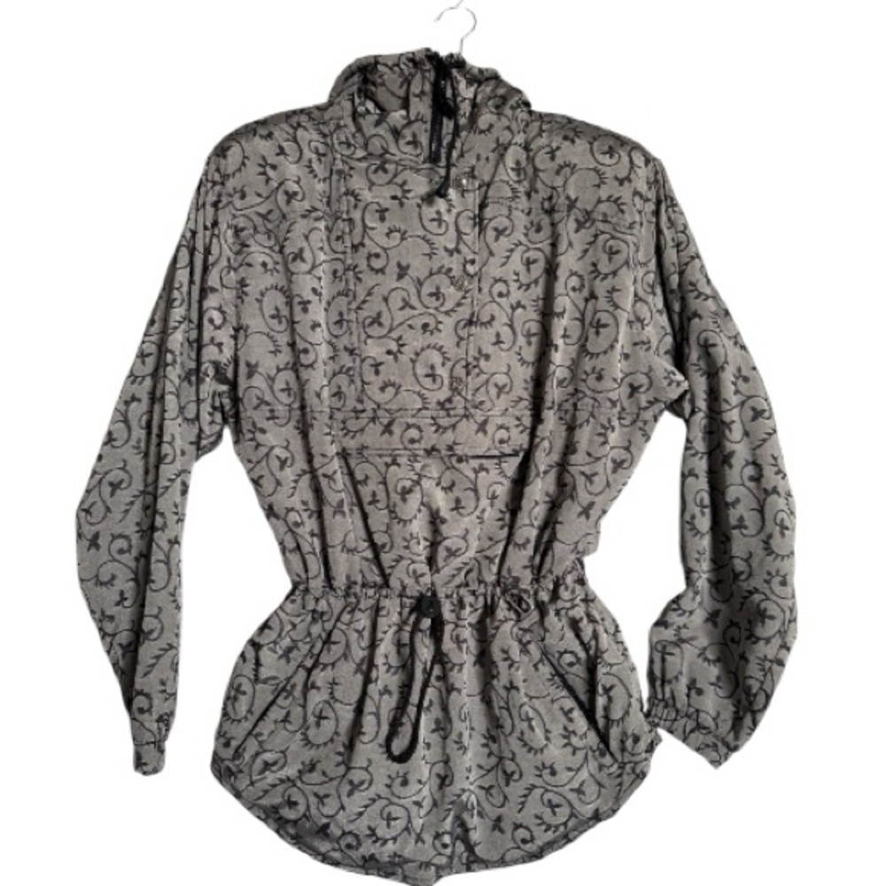 NILS Vintage 80s Metallic Jacquard Lightweight Skiwear Jacket 1/4 Zip Size 8